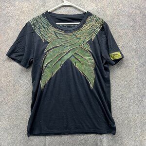 Robin's Jean Shirt Mens XL Black Green Wings Graphic Studded Tee Extra Large